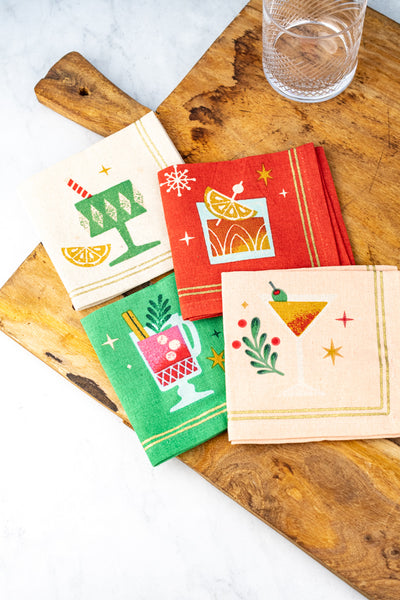 Spirits Bright Holiday Cocktail Napkins - Set of 4