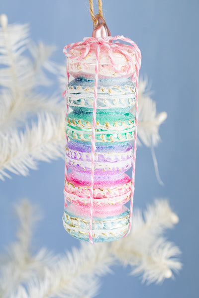 Stack of Macarons Glass Ornament