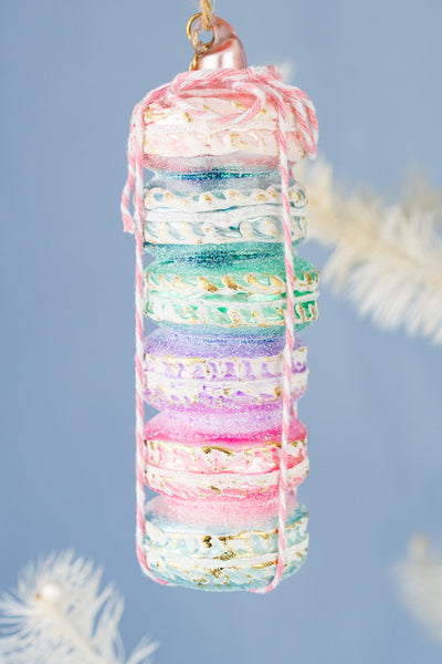 Stack of Macarons Glass Ornament