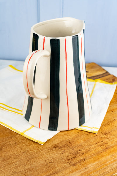 Summer Stripes Hand-Painted Pitcher