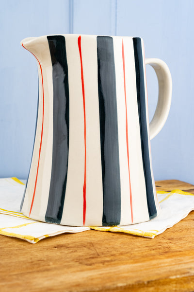 Summer Stripes Hand-Painted Pitcher