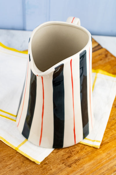 Summer Stripes Hand-Painted Pitcher