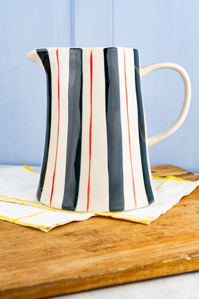 Summer Stripes Hand-Painted Pitcher