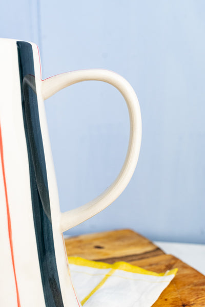 Summer Stripes Hand-Painted Pitcher