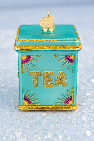 Tea Tin Glass Ornament