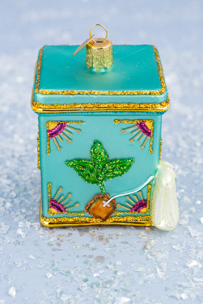 Tea Tin Glass Ornament