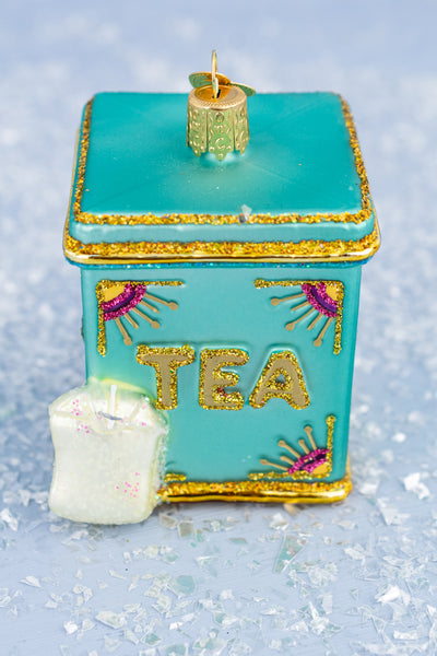 Tea Tin Glass Ornament