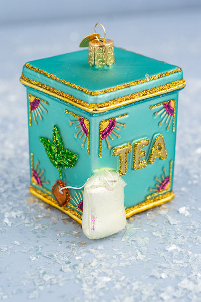 Tea Tin Glass Ornament