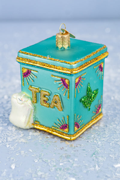 Tea Tin Glass Ornament