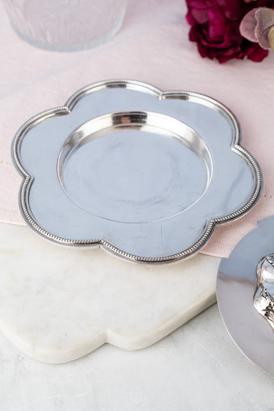 Victorian Glass & Silverplate Dish with Sterling Silver Lid