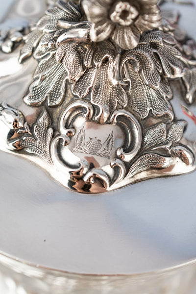 Victorian Glass & Silverplate Dish with Sterling Silver Lid