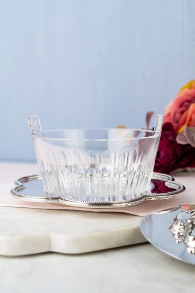 Victorian Glass & Silverplate Dish with Sterling Silver Lid