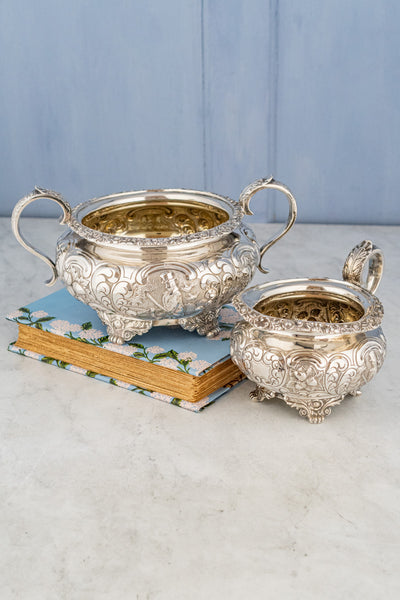 Victorian Scottish Silverplate Milk and Sugar Set