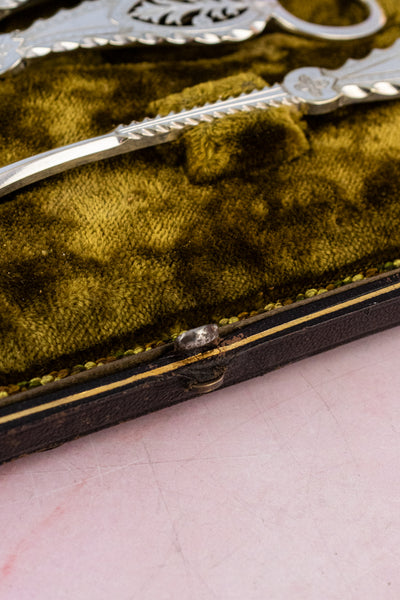 Victorian Silverplate 3-piece Fruit Set with Grape Shears