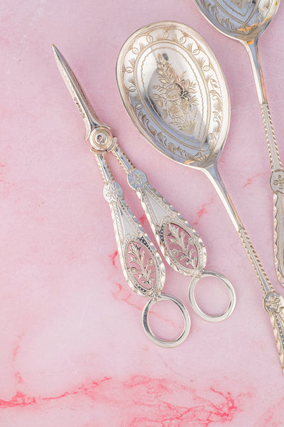 Victorian Silverplate 3-piece Fruit Set with Grape Shears
