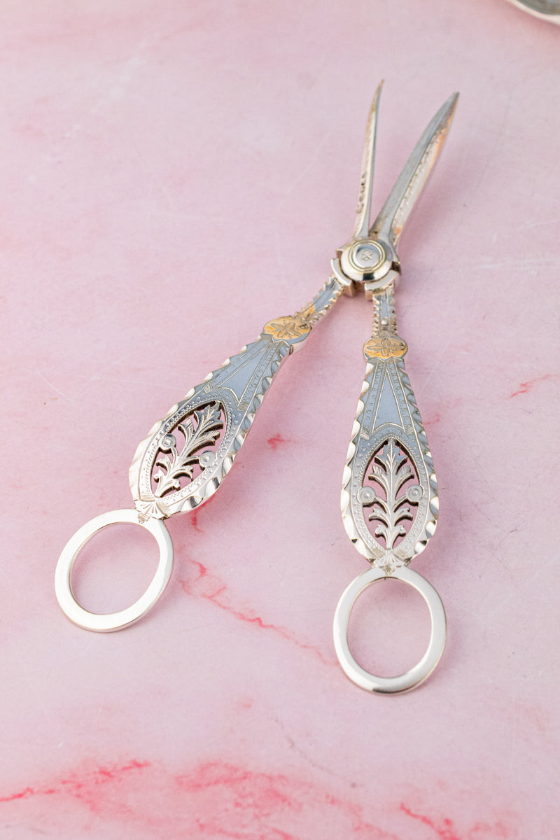 Victorian Silverplate 3-piece Fruit Set with Grape Shears