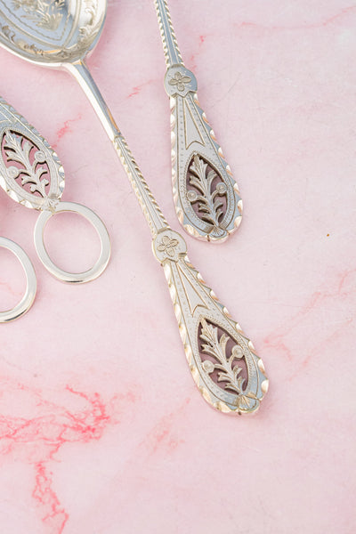Victorian Silverplate 3-piece Fruit Set with Grape Shears