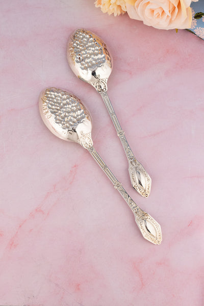 Victorian Silverplate Fruit Serving Spoon Pair