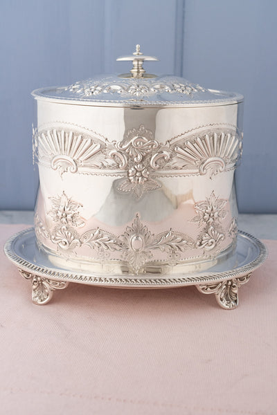 Victorian Silverplate Oval Biscuit Barrel