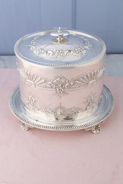 Victorian Silverplate Oval Biscuit Barrel