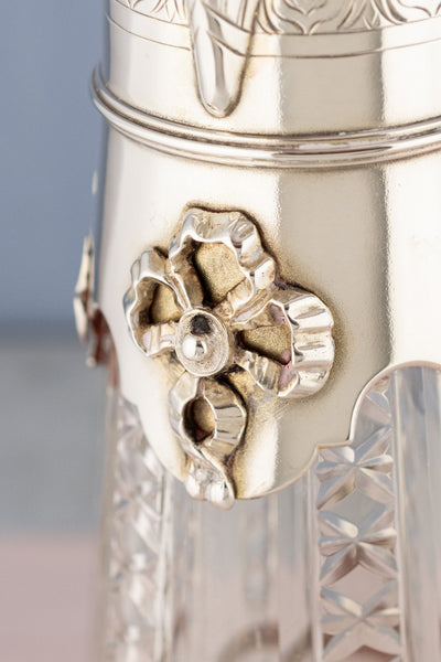 Victorian Silverplate & Engraved Crystal Wine Pitcher