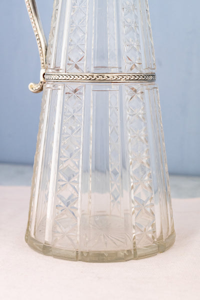 Victorian Silverplate & Engraved Crystal Wine Pitcher