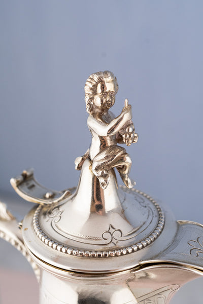 Victorian Silverplate & Engraved Crystal Wine Pitcher