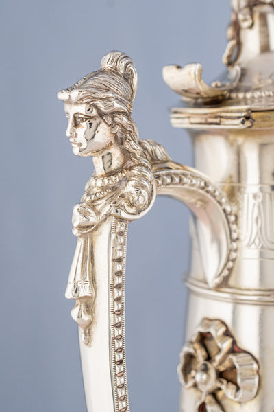 Victorian Silverplate & Engraved Crystal Wine Pitcher
