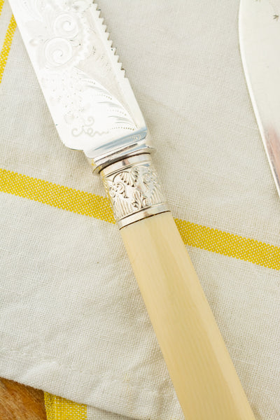 Victorian Silverplate & Ivorine Cake Knife