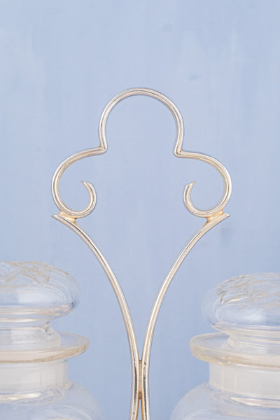 Deco Silverplate and Glass Double Pickle Castor