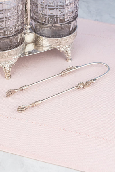 Victorian Silver and Glass Double Pickle Castor with Tongs