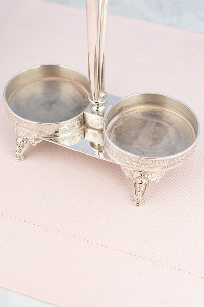 Victorian Silver and Glass Double Pickle Castor with Tongs