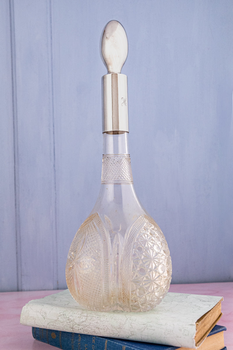 Edwardian Sterling Silver Cut Crystal Decanter