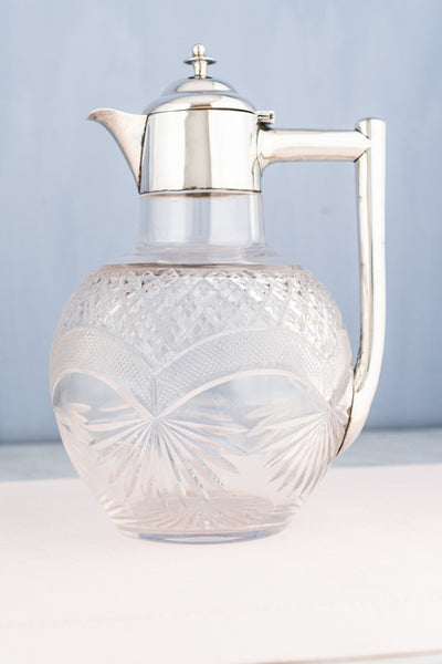 Victorian Sterling & Cut Crystal Wine Pitcher