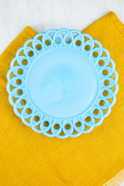 Vintage Blue Milk Glass Plate