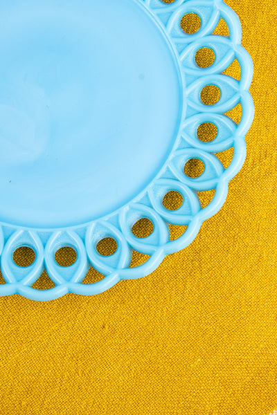 Vintage Blue Milk Glass Plate