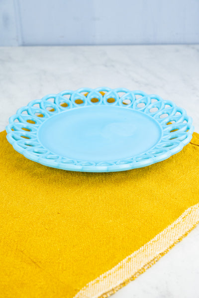 Vintage Blue Milk Glass Plate