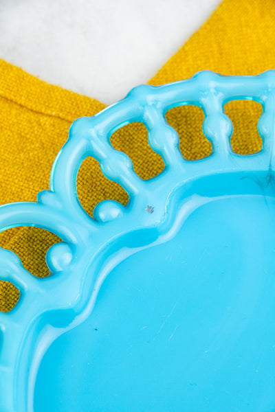 Vintage Blue Milk Glass Plate