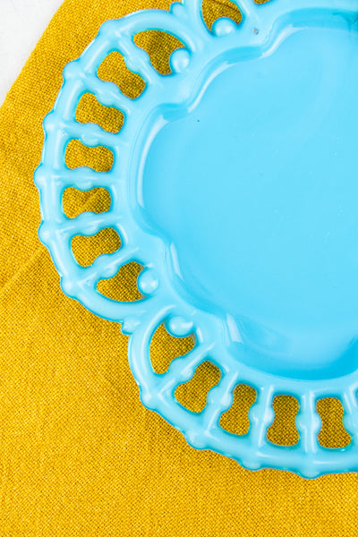 Vintage Blue Milk Glass Plate