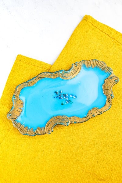 Vintage Blue Milk Glass Plate