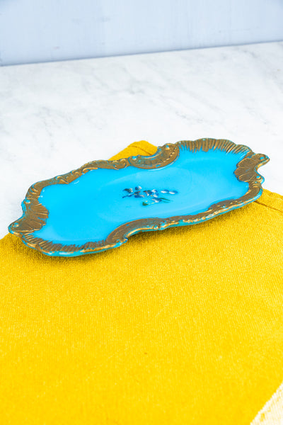 Vintage Blue Milk Glass Plate