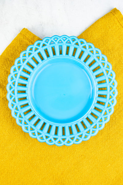 Vintage Blue Milk Glass Plate