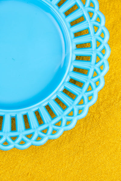 Vintage Blue Milk Glass Plate