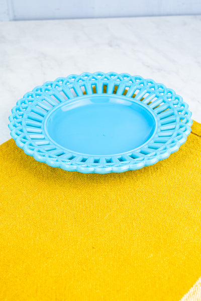 Vintage Blue Milk Glass Plate