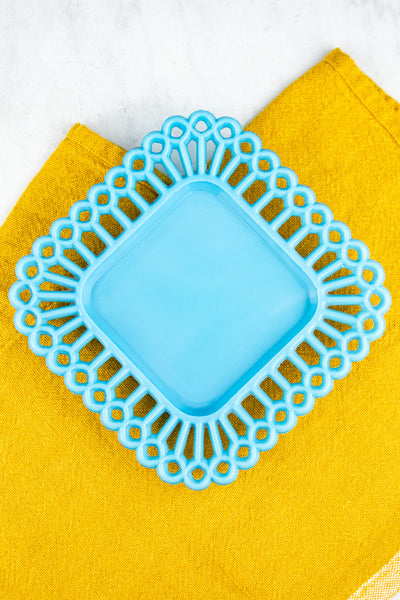 Vintage Blue Milk Glass Plate