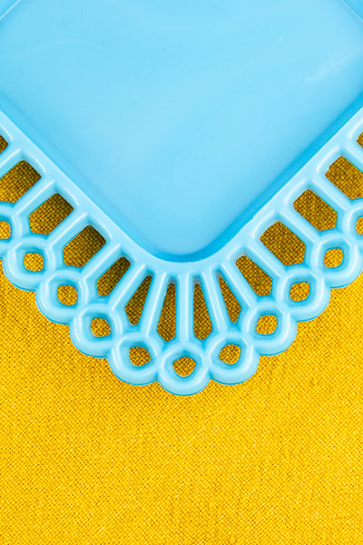 Vintage Blue Milk Glass Plate
