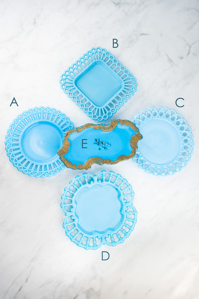 Vintage Blue Milk Glass Plate