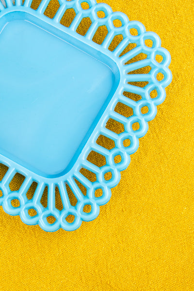Vintage Blue Milk Glass Plate