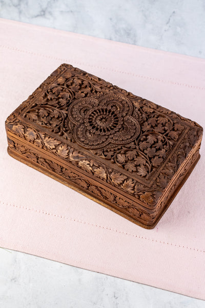 Vintage Carved Indian Rosewood Box