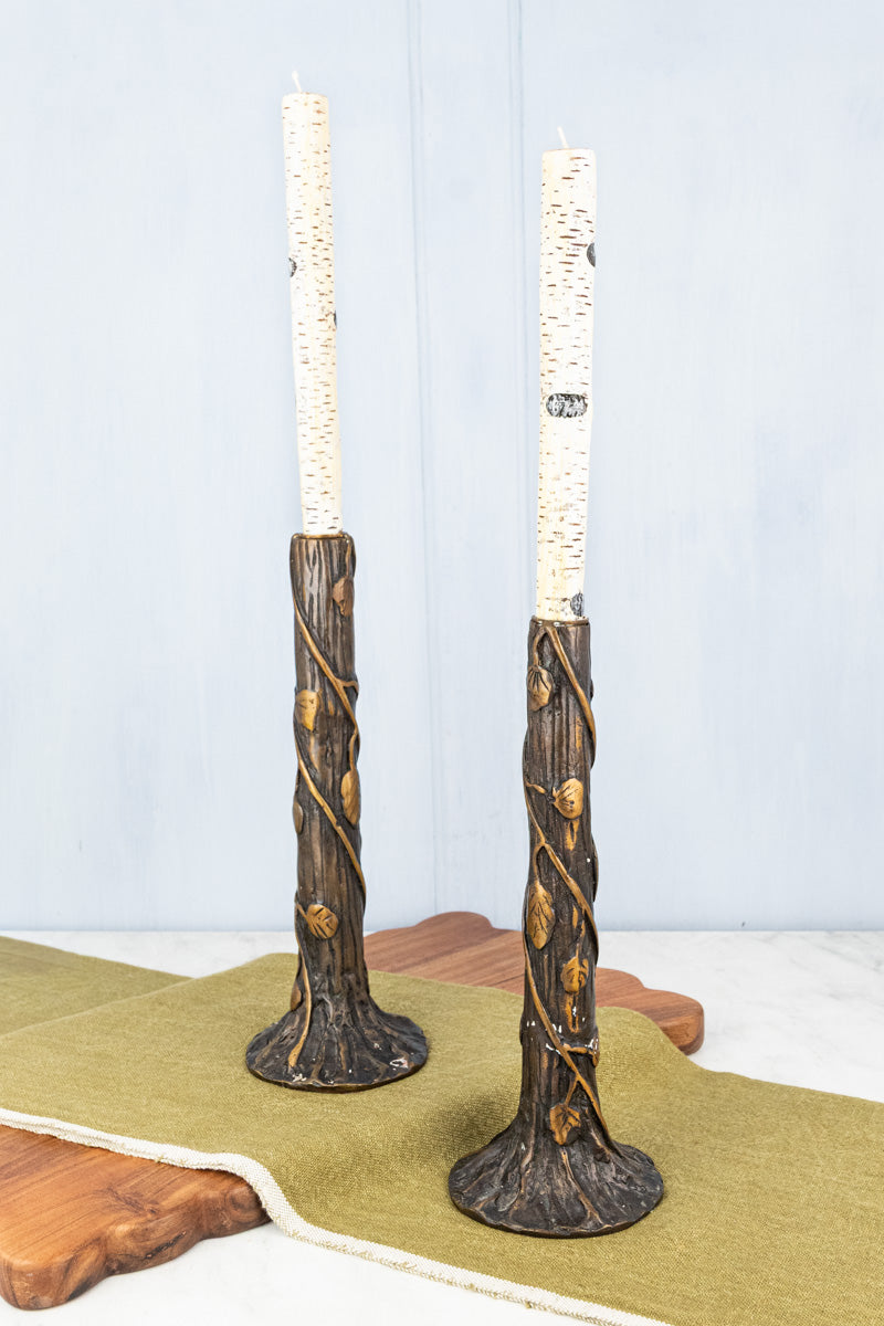 Vintage Hand Cast Candlestick Pair